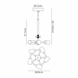 Baymont 28cm Antique Brass 5 Light E27 Universal Single Pendant, Suitable For A Vast Selection Of Shades - thumbnail 3