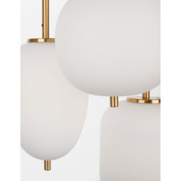 Lato 3 Light Cluster Pendant Ceiling Light Opal Glass Antique Brass Metal Black Fabric Wire LED E14 - thumbnail 5