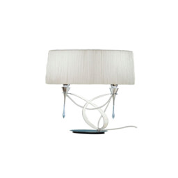 Lucca Table Lamp 2 Light E27 Small, Polished Chrome With White Shade & Clear Crystal