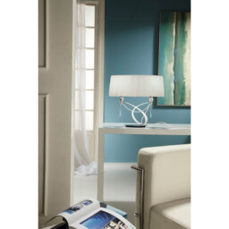 Lucca Table Lamp 2 Light E27 Small, Polished Chrome With White Shade & Clear Crystal - thumbnail 3