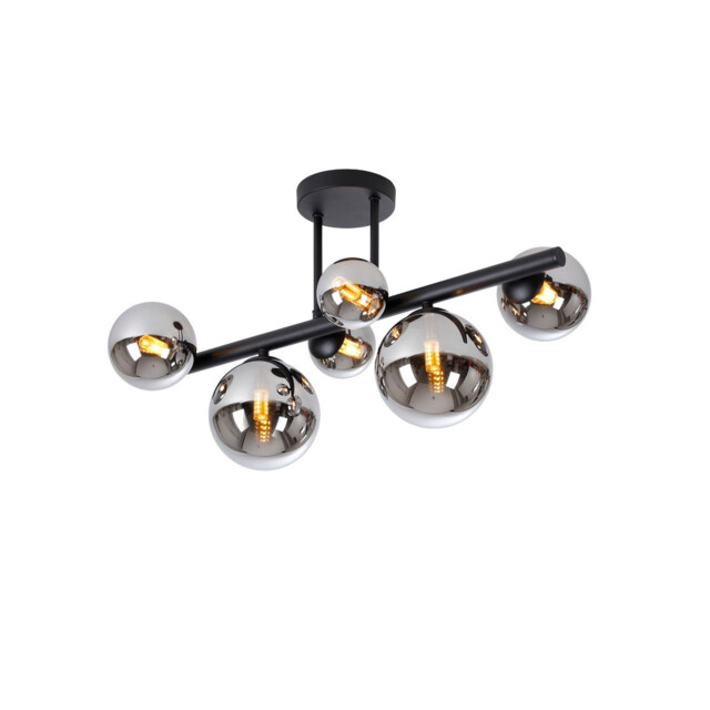 Marshall Semi Flush Ceiling Lamp, 6 Light G9, Satin Black, Chrome Plated Glass - image 1