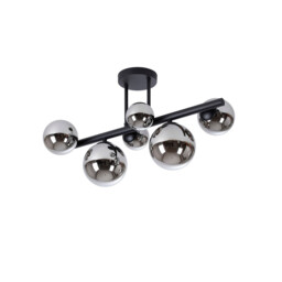 Marshall Semi Flush Ceiling Lamp, 6 Light G9, Satin Black, Chrome Plated Glass - thumbnail 5