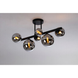 Marshall Semi Flush Ceiling Lamp, 6 Light G9, Satin Black, Chrome Plated Glass - thumbnail 3