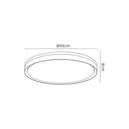 Veteran Flush Ceiling 48cm, 1 x 36W LED 3 Step-Dimmable, 3000K, 1575lm, IP44, Silver, White Acrylic - thumbnail 2