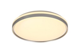 Veteran Flush Ceiling 48cm, 1 x 36W LED 3 Step-Dimmable, 3000K, 1575lm, IP44, Silver, White Acrylic - thumbnail 1