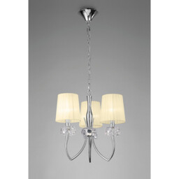 Loewe Pendant 3 Light E14, Polished Chrome With Cream Shades - thumbnail 2