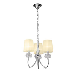 Loewe Pendant 3 Light E14, Polished Chrome With Cream Shades - thumbnail 1