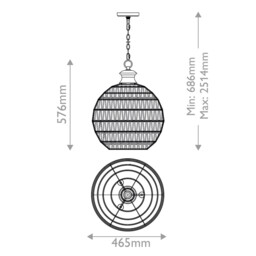 Quoizel Casablanca Spherical Pendant Ceiling Light Classic Palladian Bronze 3x E27 - thumbnail 3