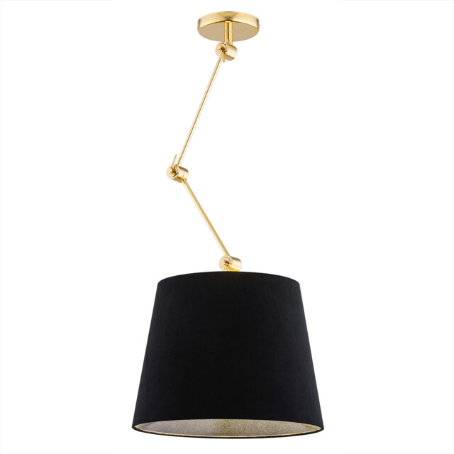 Zakyntos Plus Cylindrical Pendant Ceiling Light Black, Brass Steel - image 1