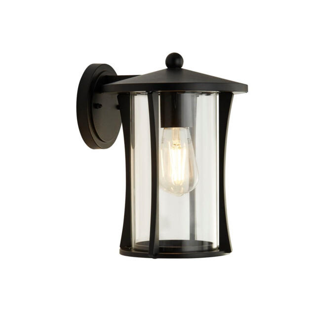1 Light Outdoor Wall Porch Light - Black With Clear Glass - image 1