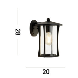 1 Light Outdoor Wall Porch Light - Black With Clear Glass - thumbnail 5