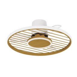 Soho 45W LED Dimmable Ceiling Light With Built-In 30W DC Fan, 2700-5000K Remote & APP Control, 3150lm, White/Wood, 5yrs Warranty