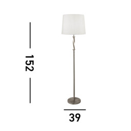 Vegas LED 1 Light Floor Lamp Satin Silver, White, Grey - thumbnail 3