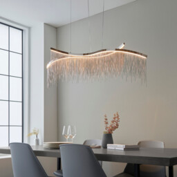 Orphelia LED Curve Twin Bar Pendant Light Fine Silver Chain Waterfall Effect Polished Chrome, Warm White - thumbnail 5