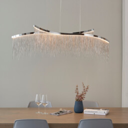 Orphelia LED Curve Twin Bar Pendant Light Fine Silver Chain Waterfall Effect Polished Chrome, Warm White - thumbnail 2