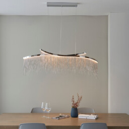 Orphelia LED Curve Twin Bar Pendant Light Fine Silver Chain Waterfall Effect Polished Chrome, Warm White - thumbnail 3