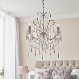 Berkley Chandeliers Aged Silver Paint, Clear Cut Glass, 3x E14 - thumbnail 2