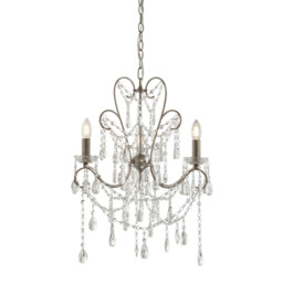 Berkley Chandeliers Aged Silver Paint, Clear Cut Glass, 3x E14 - thumbnail 1