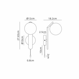 Cortland Pull Switch Wall Light, 1 Light G9, IP44, Black/Polished Chrome/Clear Smooth Round Glass - thumbnail 2