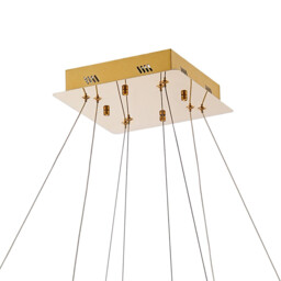 Bano Square 2 Tier Dimmable Pendant 47W LED, 4000K, 5000lm, French Gold / Crystal Chain, 3yrs Warranty - thumbnail 5