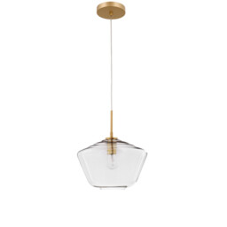 Prisma Dome Pendant Ceiling Light Clear Glass Gold Metal LED E27 - thumbnail 1