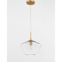 Prisma Dome Pendant Ceiling Light Clear Glass Gold Metal LED E27 - thumbnail 3