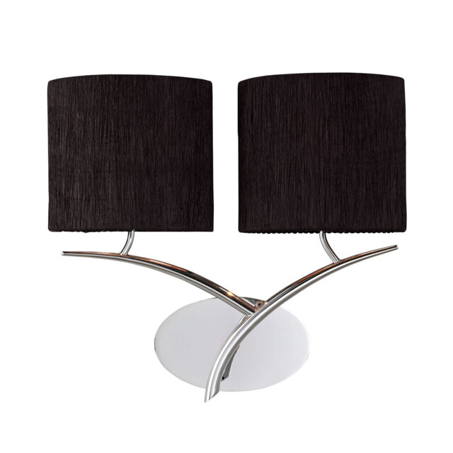 Eve Wall Lamp 2 Light E27, Polished Chrome With Black Oval Shades - image 1