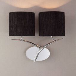 Eve Wall Lamp 2 Light E27, Polished Chrome With Black Oval Shades - thumbnail 2
