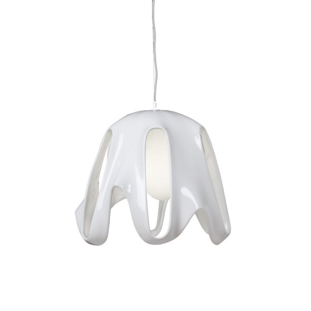 Phantom Dome Ceiling Pendant E27, Gloss White, Frosted White Glass, Polished Chrome - image 1