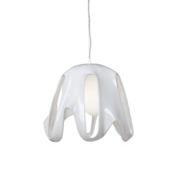 Phantom Dome Ceiling Pendant E27, Gloss White, Frosted White Glass, Polished Chrome - thumbnail 1