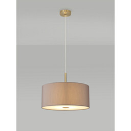 Baymont Antique Brass 3 Light E27 Single Pendant With 40cm x 18cm Faux Silk Shade, Grey/White Laminate - thumbnail 2