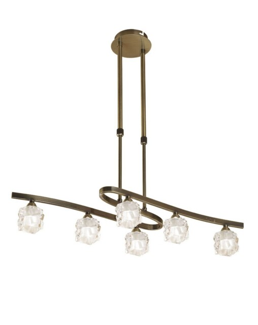 Ice Telescopic Semi Flush Convertible 6 Light G9 ECO, Antique Brass - image 1
