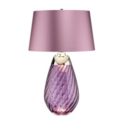 Lena 2 Light Large Plum Table Lamp, Plum-tinted Glass , Heather Shade, E27 - thumbnail 2