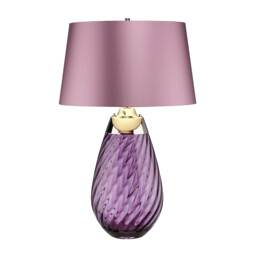 Lena 2 Light Large Plum Table Lamp, Plum-tinted Glass , Heather Shade, E27 - thumbnail 5