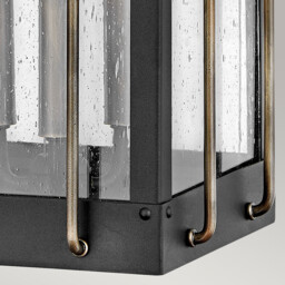 Hinkley Fitzgerald Outdoor Wall Lantern Textured Black with Burnished Bronze, IP44 - thumbnail 2