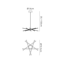 Star Ceiling Pendant 69cm Round 42W 3000K, 3700lm, Dimmable Silver, Frosted Acrylic, Polished Chrome - thumbnail 2