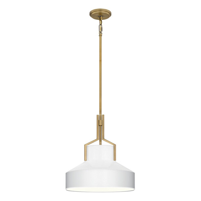 Quoizel Brecken Dome Pendant Ceiling Light Classic Aged Brass and Cased Opal glass Shade 2x E27 - image 1