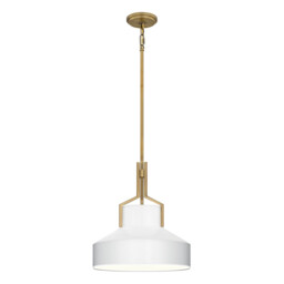 Quoizel Brecken Dome Pendant Ceiling Light Classic Aged Brass and Cased Opal glass Shade 2x E27 - thumbnail 1