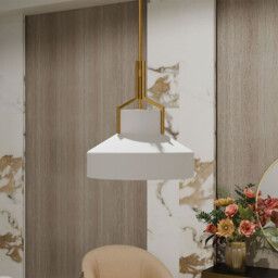 Quoizel Brecken Dome Pendant Ceiling Light Classic Aged Brass and Cased Opal glass Shade 2x E27 - thumbnail 5