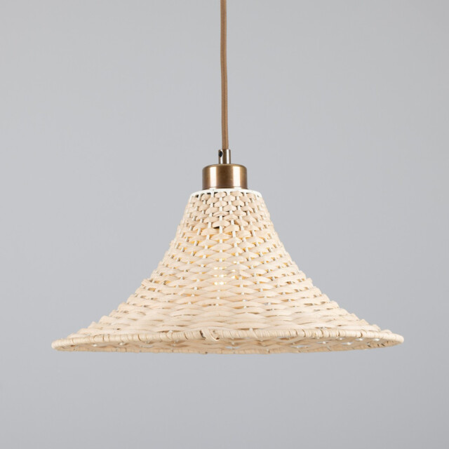 Savannah Rattan Large Dome Pendant, Antique Brass - image 1