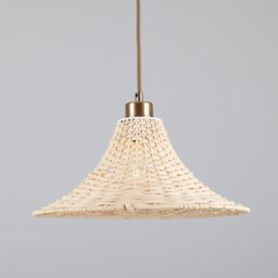Savannah Rattan Large Dome Pendant, Antique Brass - thumbnail 1
