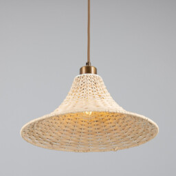 Savannah Rattan Large Dome Pendant, Antique Brass - thumbnail 3