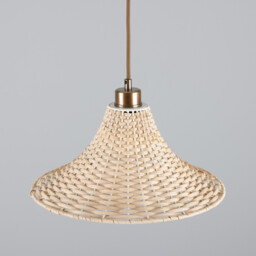 Savannah Rattan Large Dome Pendant, Antique Brass - thumbnail 2