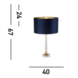 Scarborough Table Lamp Crystal, Brass, Navy Velvet - thumbnail 3