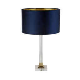 Scarborough Table Lamp Crystal, Brass, Navy Velvet - thumbnail 2
