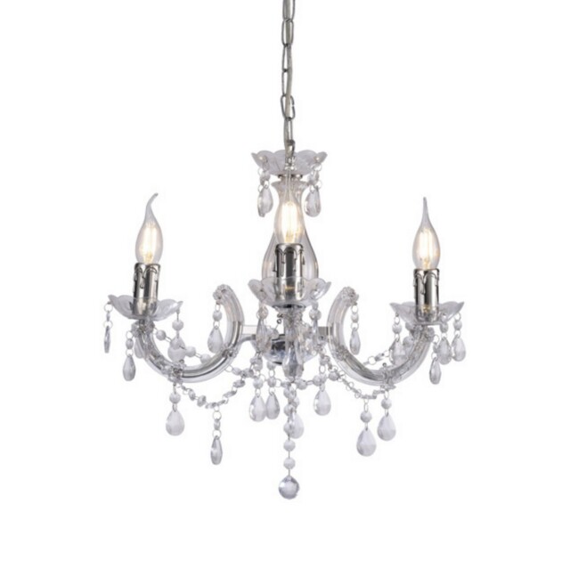 Floria Chandelier with Acrylic Sconce & Acrylic Crystal Droplets 3 Light E14 Polished Chrome - image 1