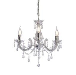 Floria Chandelier with Acrylic Sconce & Acrylic Crystal Droplets 3 Light E14 Polished Chrome - thumbnail 1