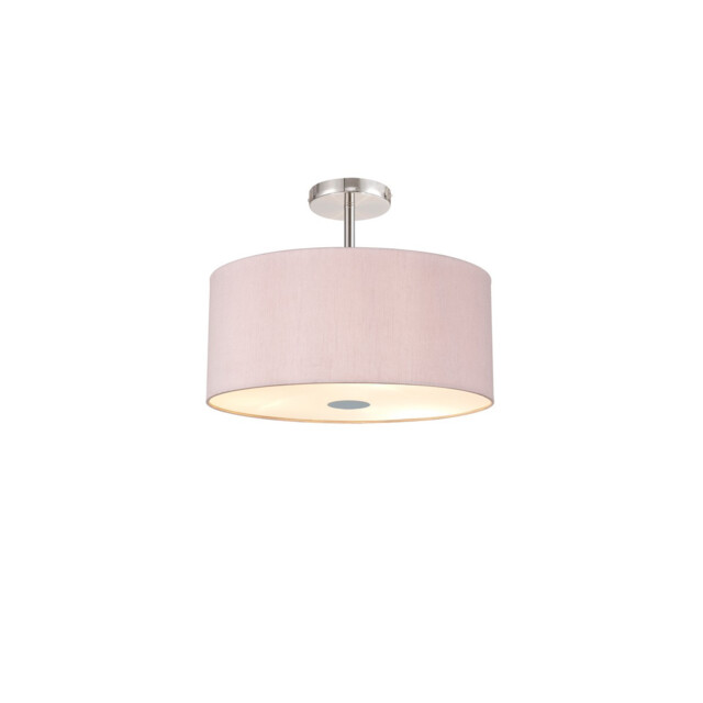 Baymont Polished Chrome 5 Light E27 Drop Flush With 40cm x 18cm Dual Faux Silk Shade, Taupe/Halo Gold - image 1