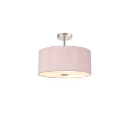 Baymont Polished Chrome 5 Light E27 Drop Flush With 40cm x 18cm Dual Faux Silk Shade, Taupe/Halo Gold