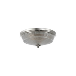 DeRuyter 2 Light E27 Flush Ceiling Lamp, Polished Nickel, Prismatic Glass - thumbnail 5